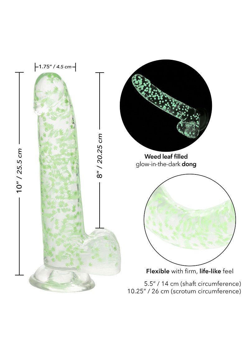 CalExotics Naughty Bits I Leaf Dick Glow-In-The-Dark Wietblad Dildo - Erolanya