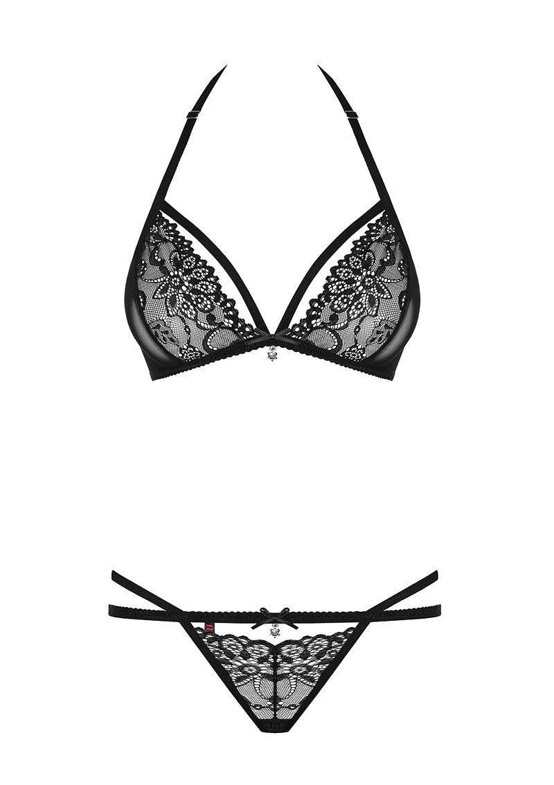 Obsessive 838 Bra & Thong L/XL Zwart - Erolanya