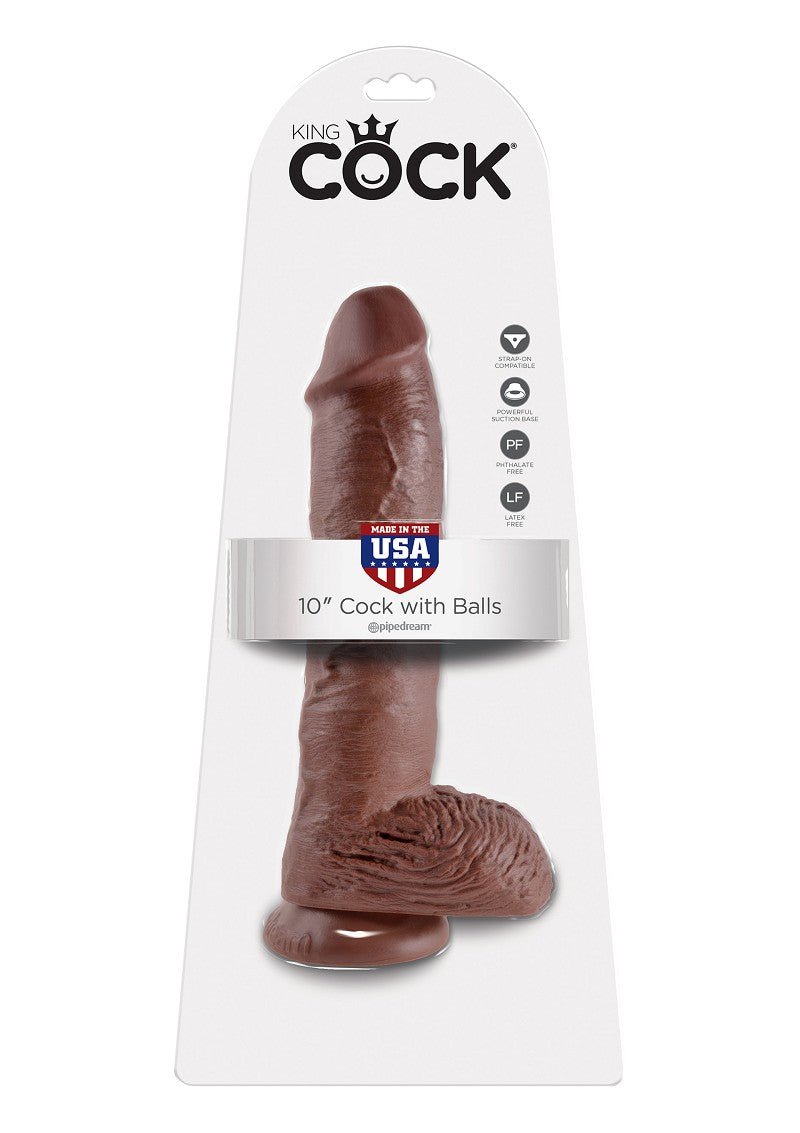 Pipedream King Cock - 10' Cock with Balls Brown - Erolanya